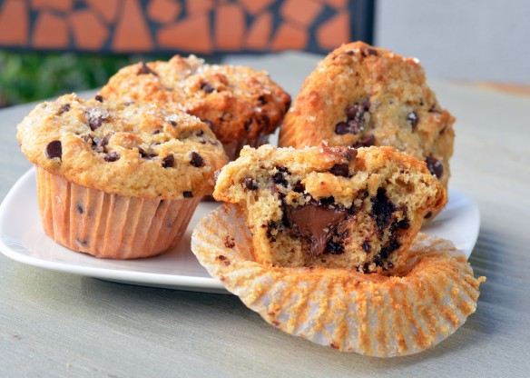 Nutella Stuffed Chocolate Chip Muffins
